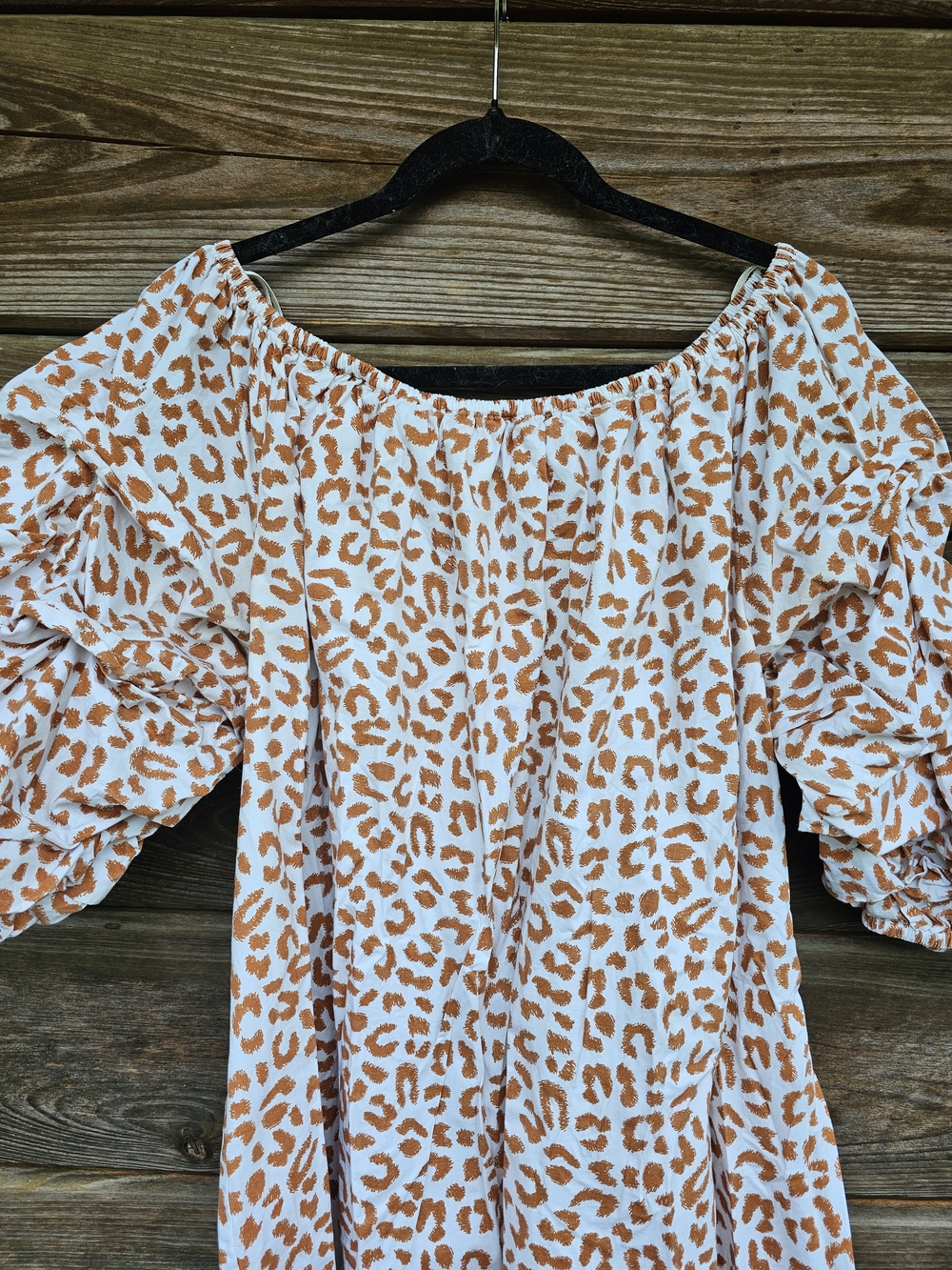 Leopard Print Dress– Balloon Sleeve – Boho Chic – Size 2X